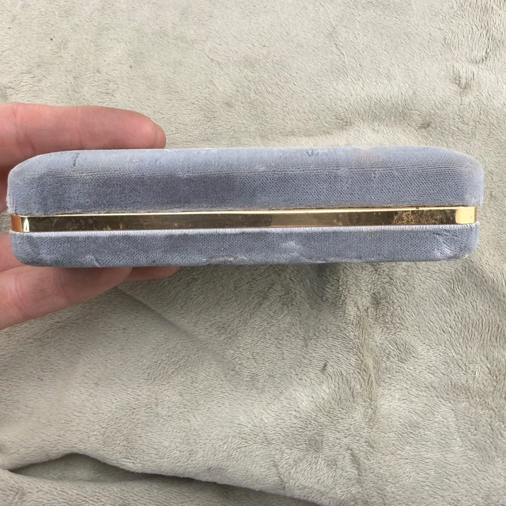 Vintage Taylor Maid Display Box Grey Velvet Gold‎ Trim Rectangular